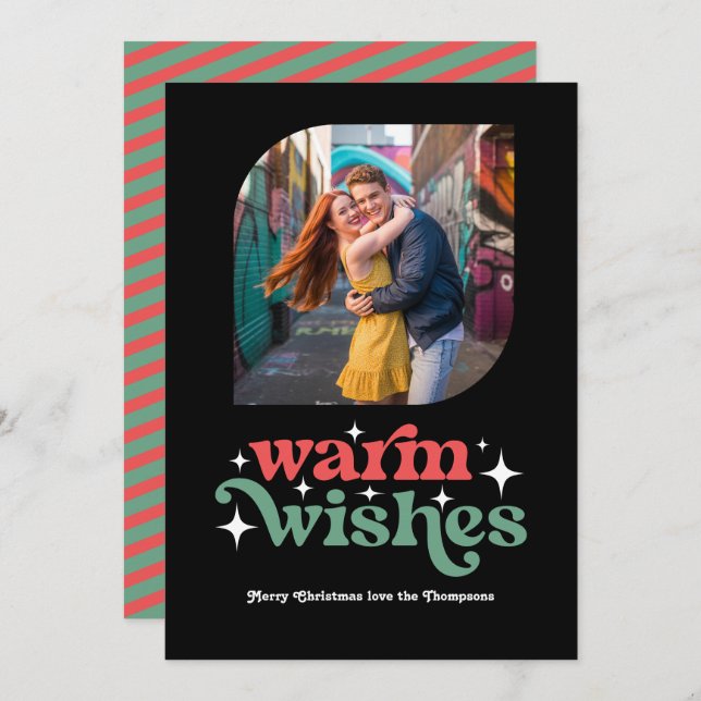 Classic Colorways Modern Retro Christmas Photo Holiday Card (Front/Back)