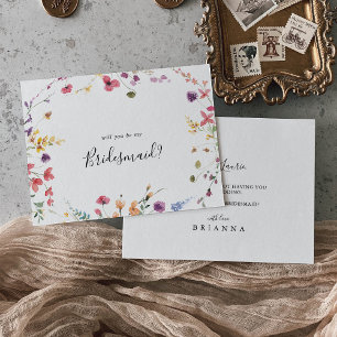 Classic Colourful Bridesmaid Proposal Note Card