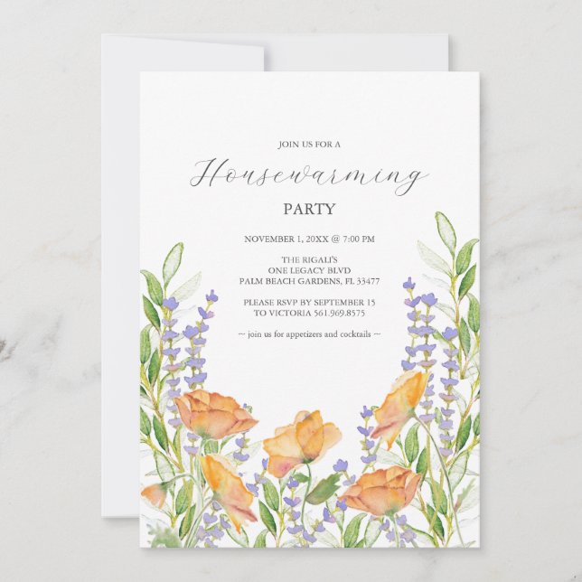 Classic Colourful Floral Housewarming Party  Invitation (Front)