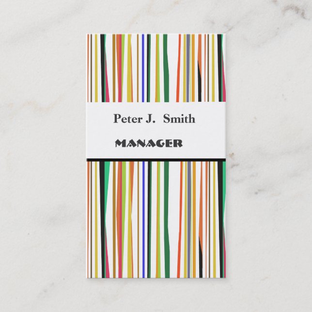 Classic Colourful Fun Retro Style Pattern Stripes Business Card (Front)