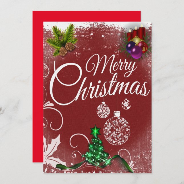 Classic Colourful Merry Christmas Holiday Card (Front/Back)