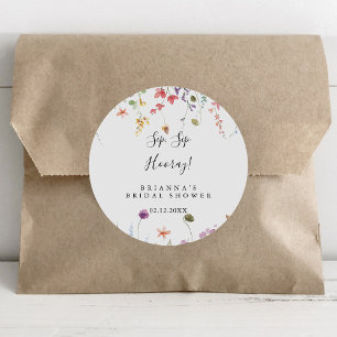 Classic Colourful Sip Sip Hooray Bridal Shower  Round Sticker