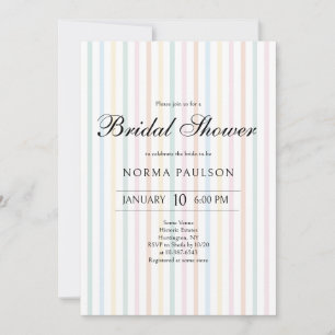 Classic Colourful Vintage Striped Bridal Shower Invitation