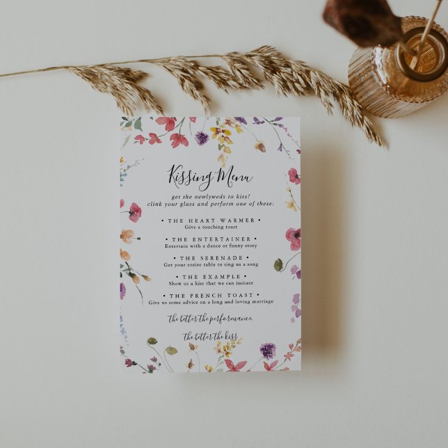 Classic Colourful Wedding Kissing Menu Game Card (Creator Uploaded)