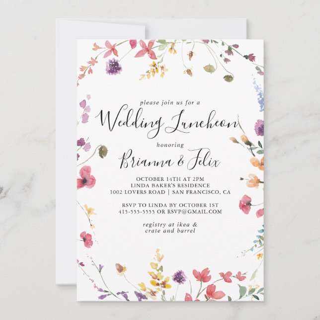 Classic Colourful Wedding Luncheon Bridal Shower  Invitation (Front)