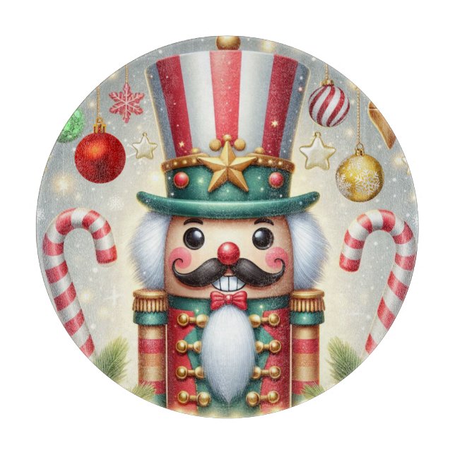 Classic, colourful, whimsical Christmas nutcracker Cutting Board (Front)