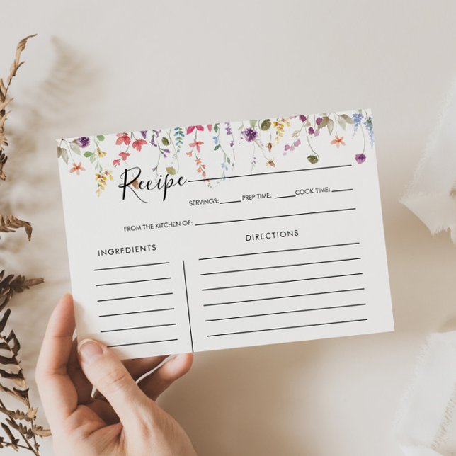 Classic Colourful Wild Bridal Shower Recipe Card (Creator Uploaded)