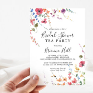 Classic Colourful Wild Bridal Shower Tea Party  Invitation