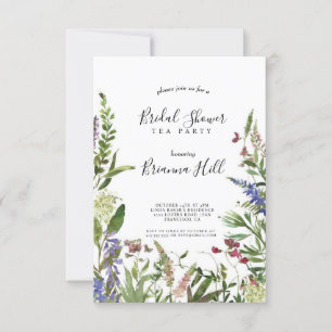 Classic Colourful Wild Bridal Shower Tea Party Invitation
