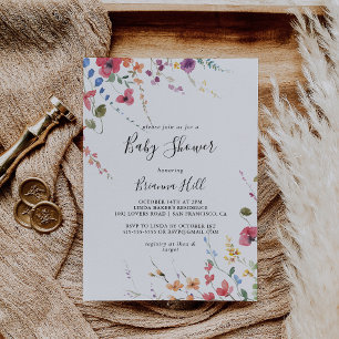 Classic Colourful Wild Floral Baby Shower  Invitation