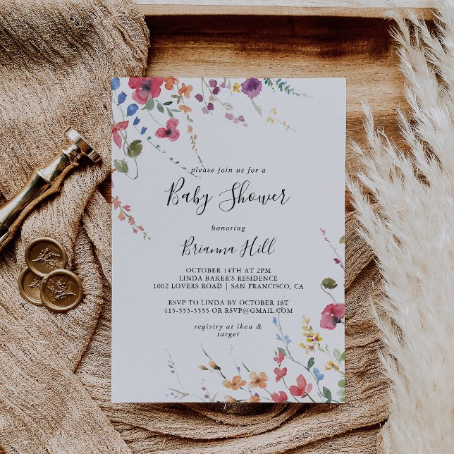 Classic Colourful Wild Floral Baby Shower  Invitation (Creator Uploaded)