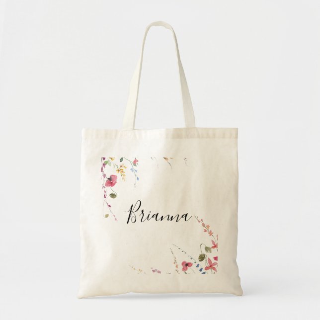 Classic Colourful Wild Floral Bridesmaid  Tote Bag (Front)
