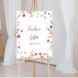 Classic Colourful Wild Floral Cards and Gifts Sign<br><div class="desc">This classic colourful wild floral cards and gifts sign is perfect for a rustic wedding or bridal shower. The design features a yellow, purple, white wild flowers with foliage in a rose and green watercolor background. Make the line of text at the bottom of the sign your own by including...</div>