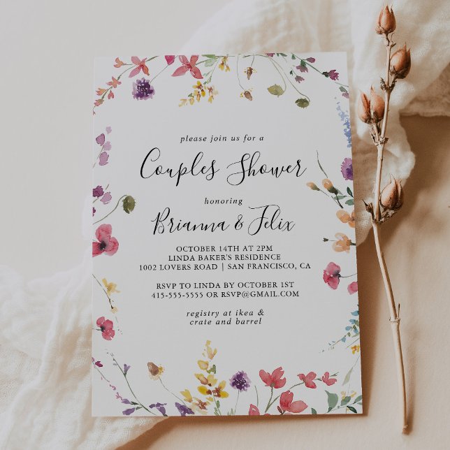 Classic Colourful Wild Floral Couples Shower Invitation (Creator Uploaded)