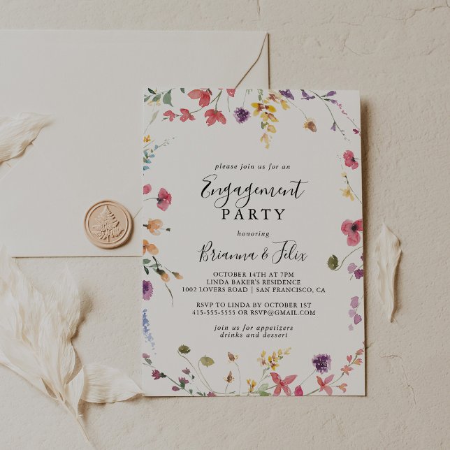 Classic Colourful Wild Floral Engagement Party  Invitation (Creator Uploaded)