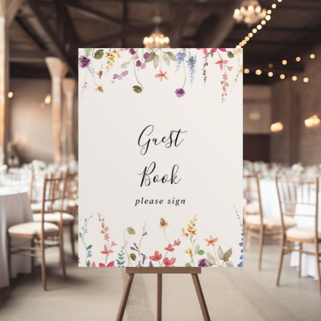 Classic Colourful Wild Floral Guest Book Sign (Creator Uploaded)