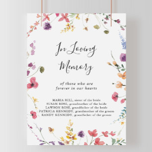 Classic Colourful Wild Floral In Loving Memory Poster
