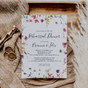 Classic Colourful Wild Floral Rehearsal Dinner Invitation