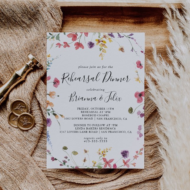 Classic Colourful Wild Floral Rehearsal Dinner  Invitation (Creator Uploaded)