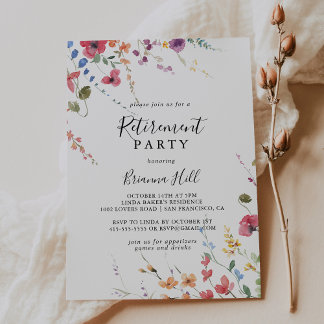 Classic Colourful Wild Floral Retirement Party Invitation
