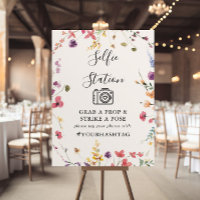 Classic Colourful Wild Floral Selfie Station Sign
