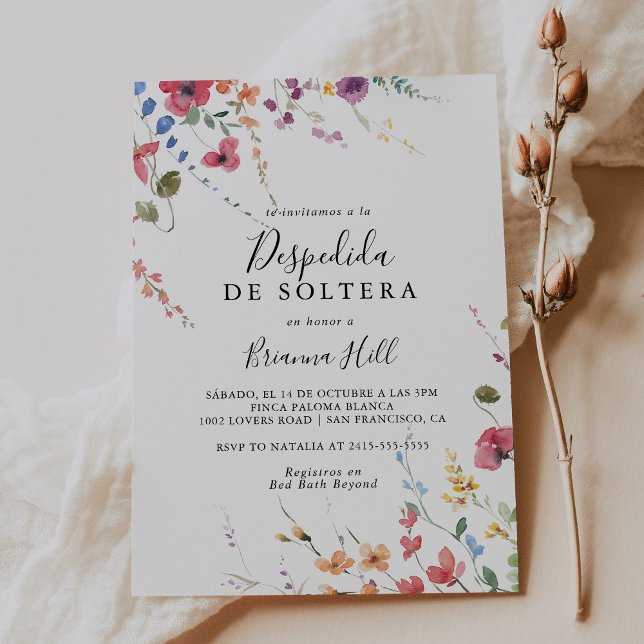 Classic Colourful Wild Floral Spanish Bridal Showe Invitation (Creator Uploaded)