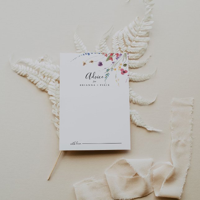 Classic Colourful Wild Floral Wedding Advice Card (Creator Uploaded)