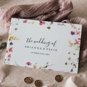 Classic Colourful Wild Floral Wedding  Guest Book