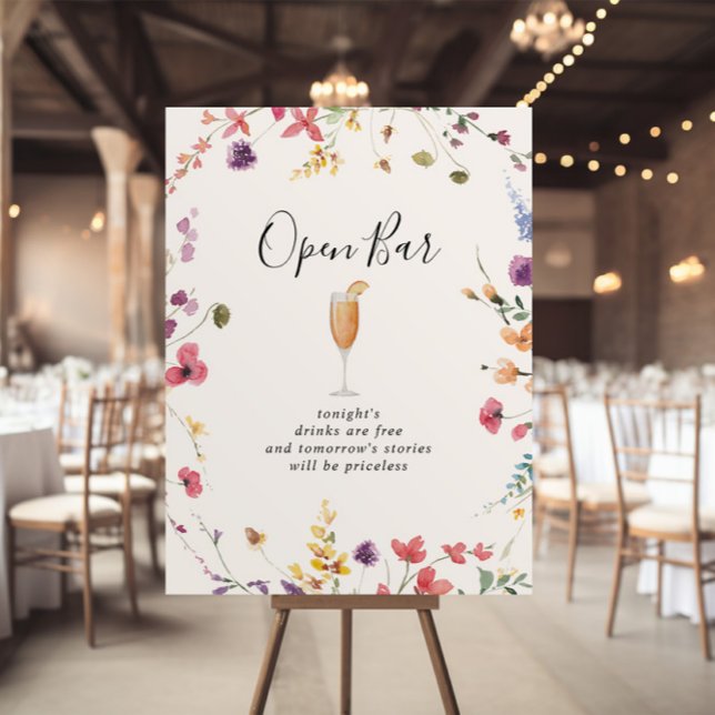 Classic Colourful Wild Floral Wedding Open Bar Sig Poster (Creator Uploaded)