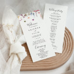Classic Colourful Wild Floral Wedding Program Programme<br><div class="desc">This classic colourful wild floral wedding program is perfect for a rustic wedding. The design features a yellow,  purple,  white wild flowers with foliage in a rose and green watercolor background.</div>