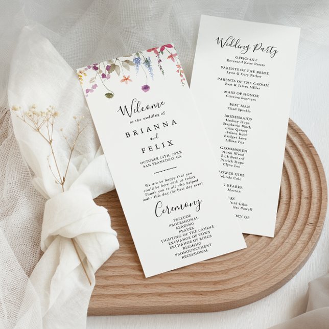 Classic Colourful Wild Floral Wedding Program Programme (Creator Uploaded)