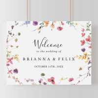 Classic Colourful Wild Floral Wedding Welcome Sign