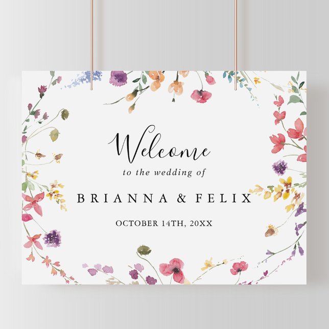 Classic Colourful Wild Floral Wedding Welcome Sign (Creator Uploaded)