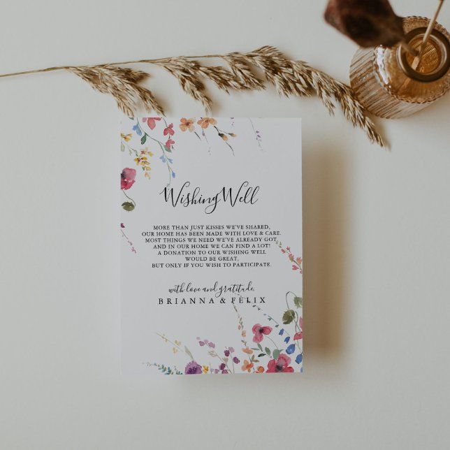 Classic Colourful Wild Floral Wedding Wishing Well Enclosure Card (Creator Uploaded)