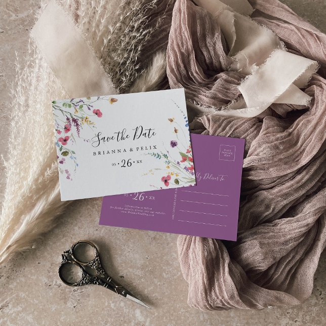 Classic Colourful Wild Horizontal Save the Date  Postcard (Creator Uploaded)