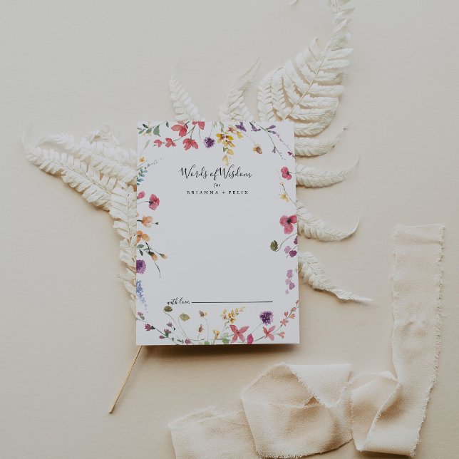 Classic Colourful Wild Wedding Words of Wisdom  Advice Card (Creator Uploaded)