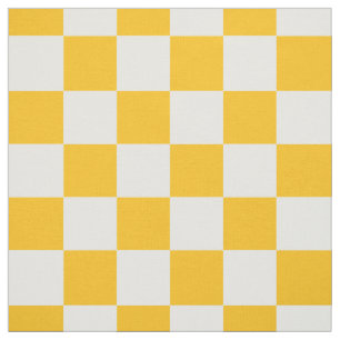 Classic Colourful Yellow White Chequered Gingham Fabric