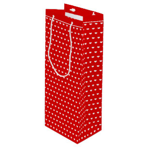 Classic Colours Red and White Lovely Hearts Patter Wine Gift Bag