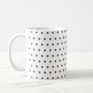 Classic Cool Retro Grey Polka Dots on White Coffee Mug