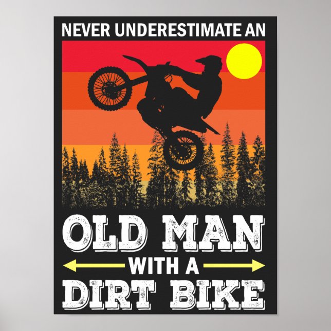 Classic Cool Vintage Retro Motocross Dirt Bike Poster (Front)