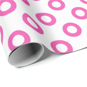 Classic, cool, white and pink circle polka dots wrapping paper
