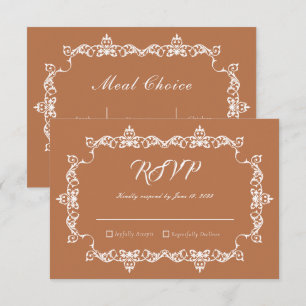 Classic Copper Glow Ornately Framed Wedding RSVP Card