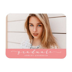 Classic Coral Graduation Photo Magnet