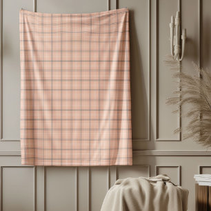 Classic Coral Grey Check Blanket for Cozy Vibes