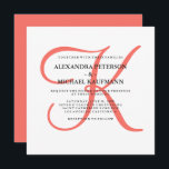 Classic Coral Monogram Wedding Invitation<br><div class="desc">These stylish wedding invitations display your monogram in large,  modern text coloured in a trendy coral colour on a white background. A simple,  classy look for your modern wedding.</div>