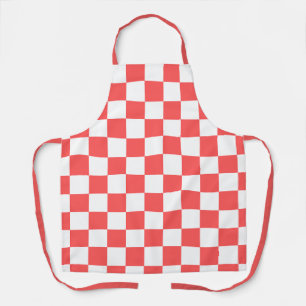 Classic coral red checkerboard apron