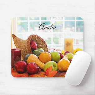 Classic Cornucopia Harvest Table Thanksgiving Mouse Pad