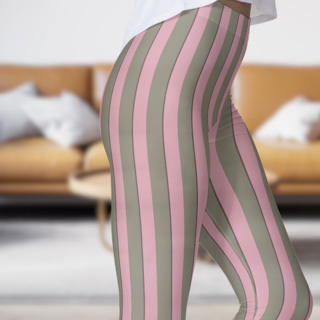 Classic Corsilk and Pink Strip Pattern Leggings (Classic Corsilk and Pink Strip Pattern Leggings)