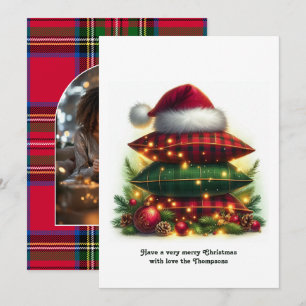 Classic Cosy Plaid Family Holiday Photo Card