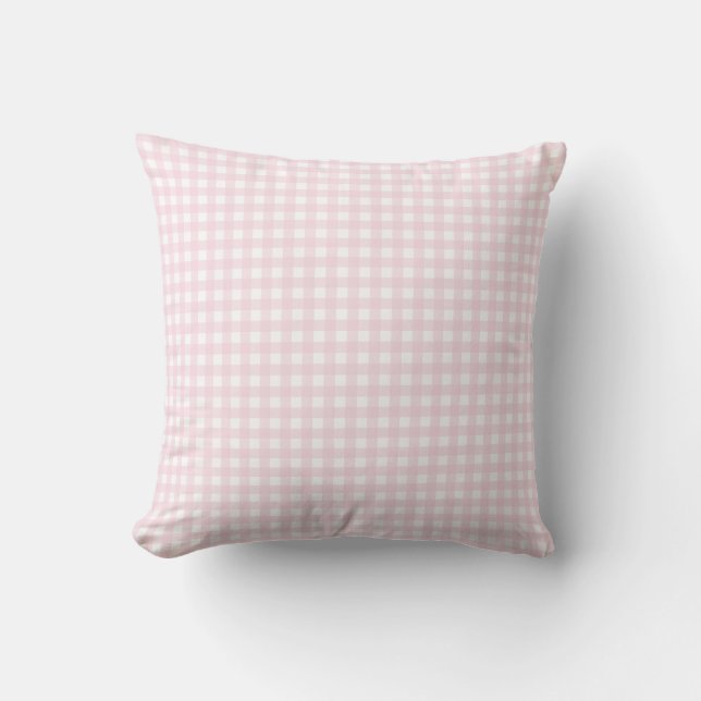 Classic Cottage Pink Small Gingham. Throw Pillow (Front)